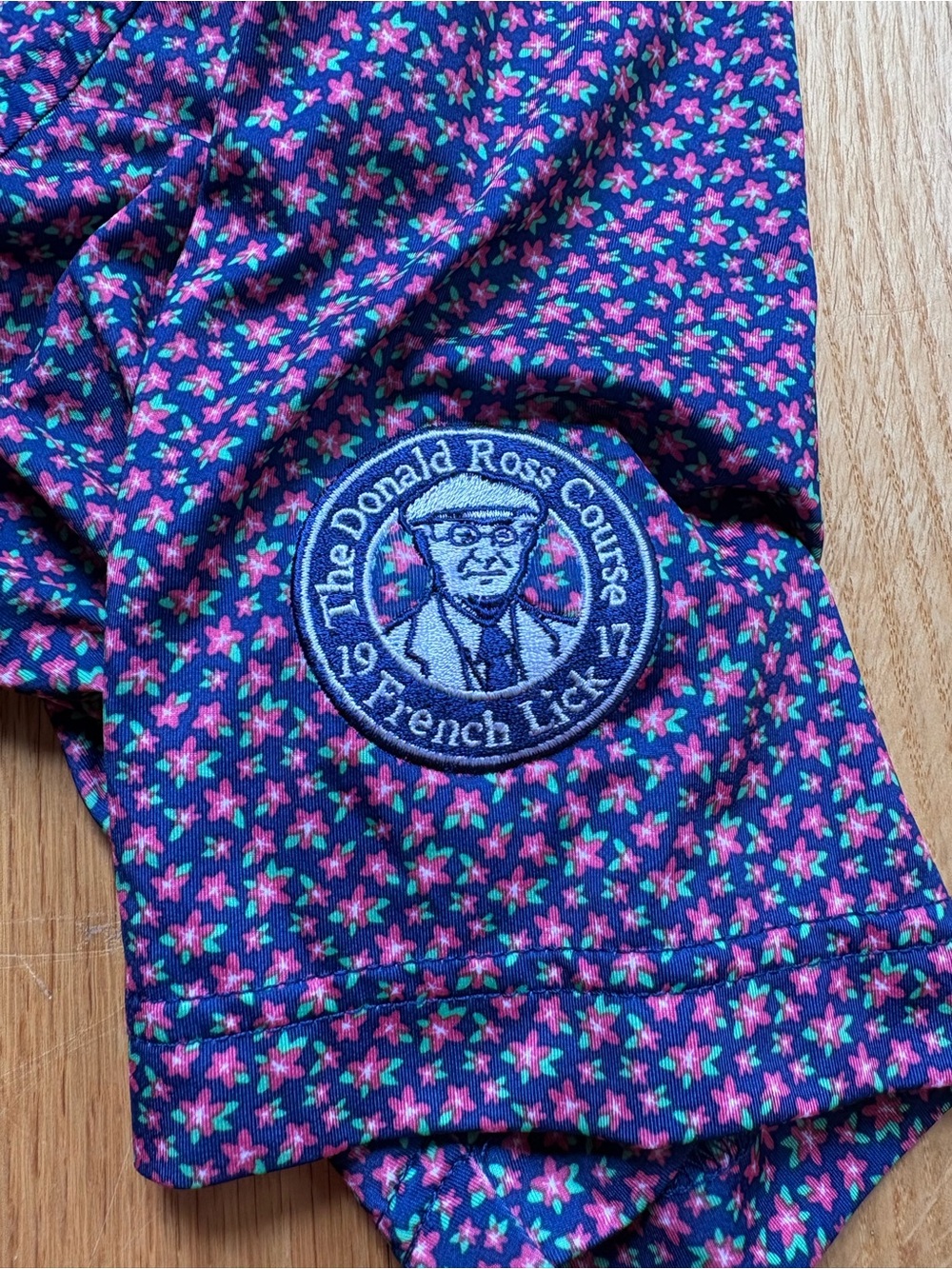 Donald Ross Sport Men’s Short Sleeve Polo Large Floral Blue Pink French Lick - Picture 4 of 4